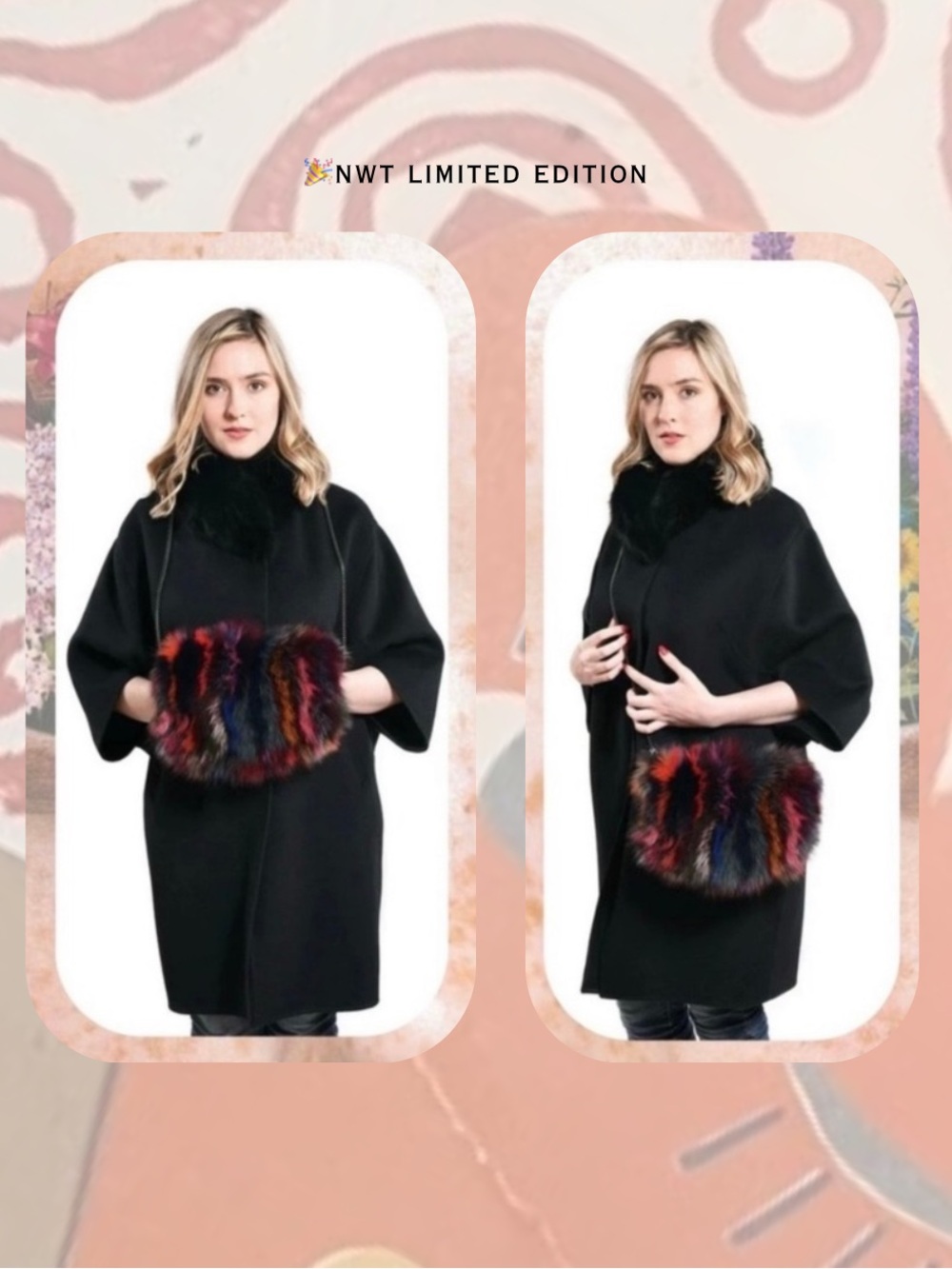 🎉 Volare New York Multicolor Genoune Fox Fur Cross Body Muffler Bag